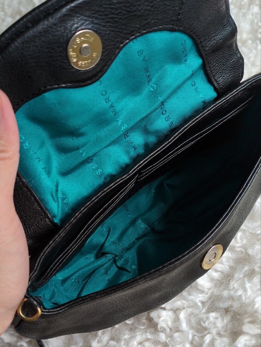 Marc by Marc Jacobs Black Leather Crossbody with Gold Chain Detail - Picture 6 of 8